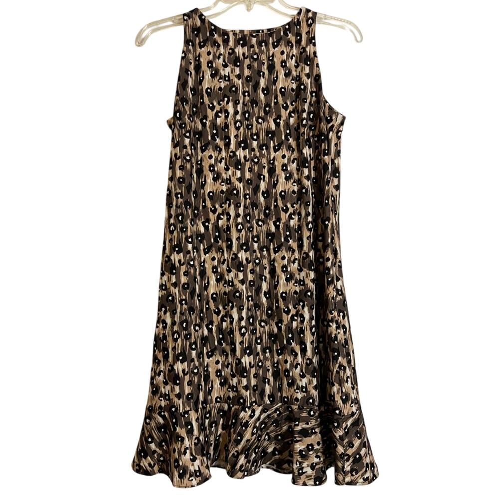 Sara Campbell Tan Brown Black Animal Print Sleeveless Knit Dress SZ XS